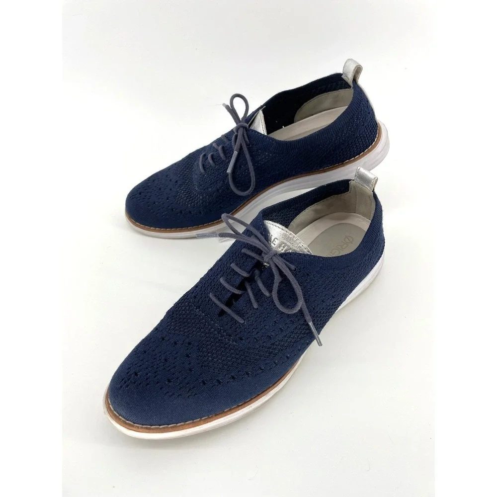 Cole‎ Haan OriginalGrand Knit Wingtip Oxford Shoes Womens 8B Blue Silver